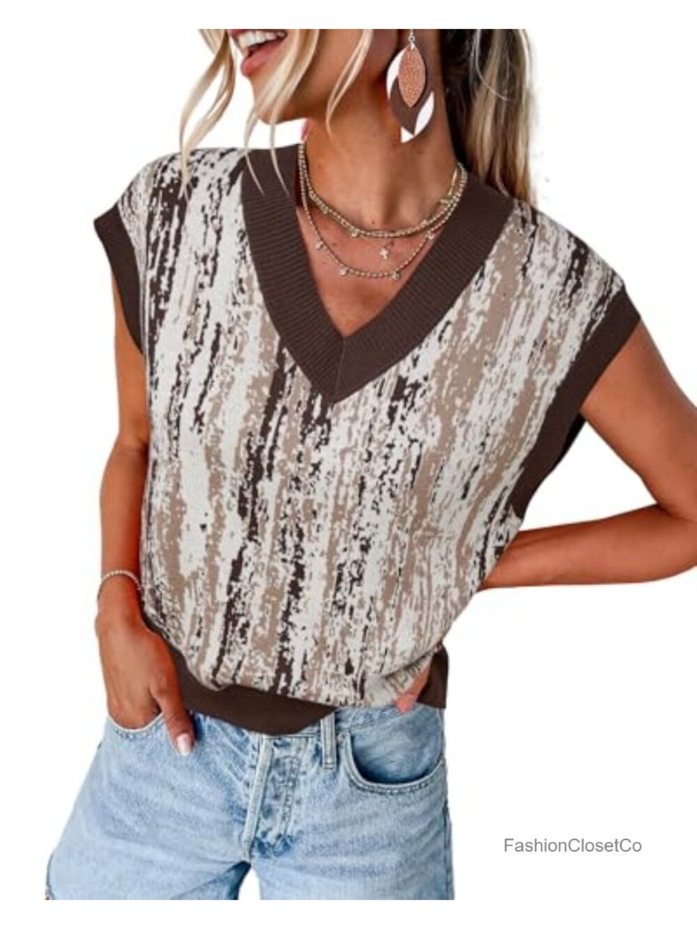Women's Wool Blend Knit Sweater Vest - Sleeveless Pullover